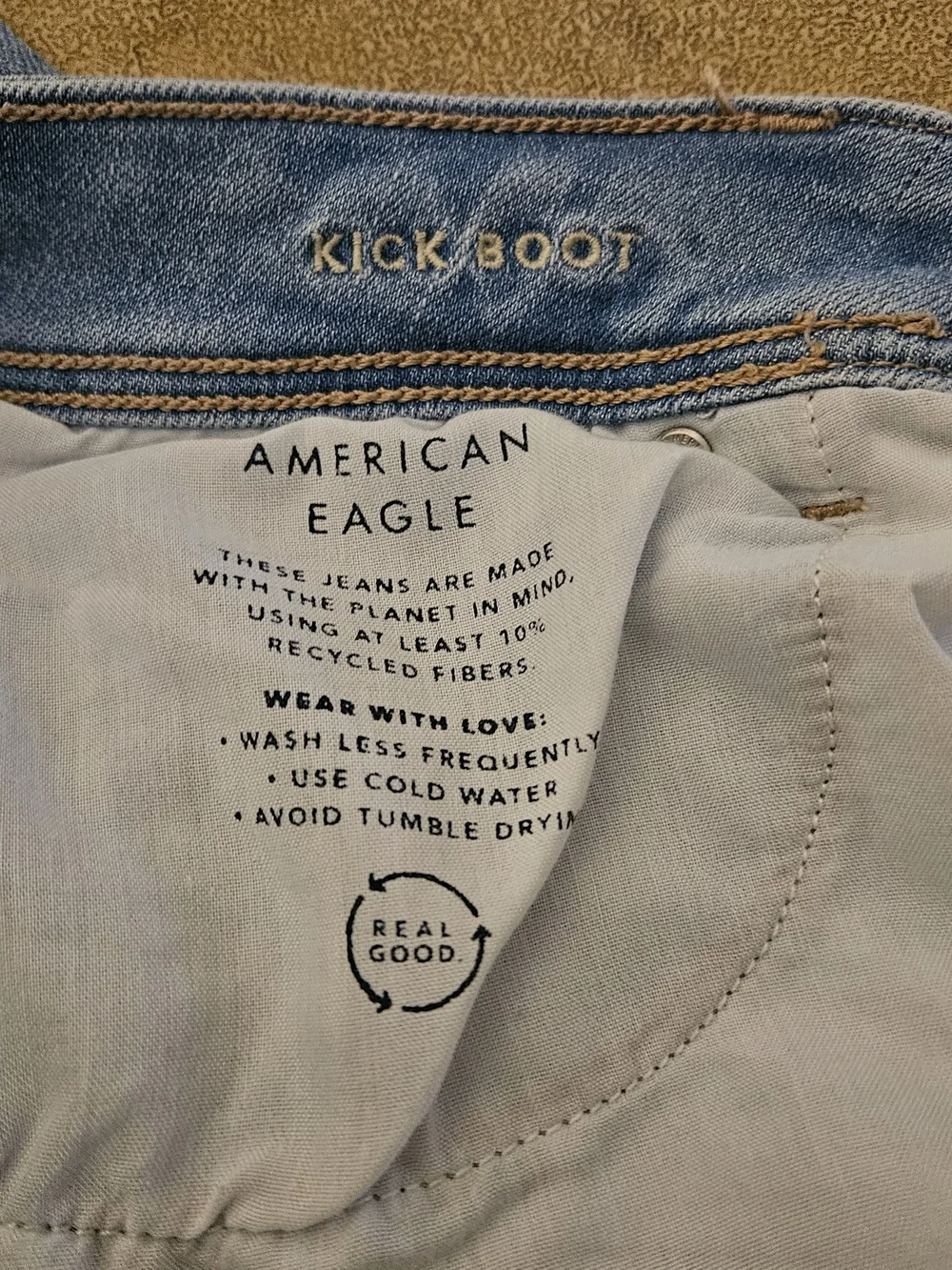 American Eagle Outfitters Light Blue Flare Cargo Jeans Kick Boot Size 12 X-Short - Picture 8 of 8